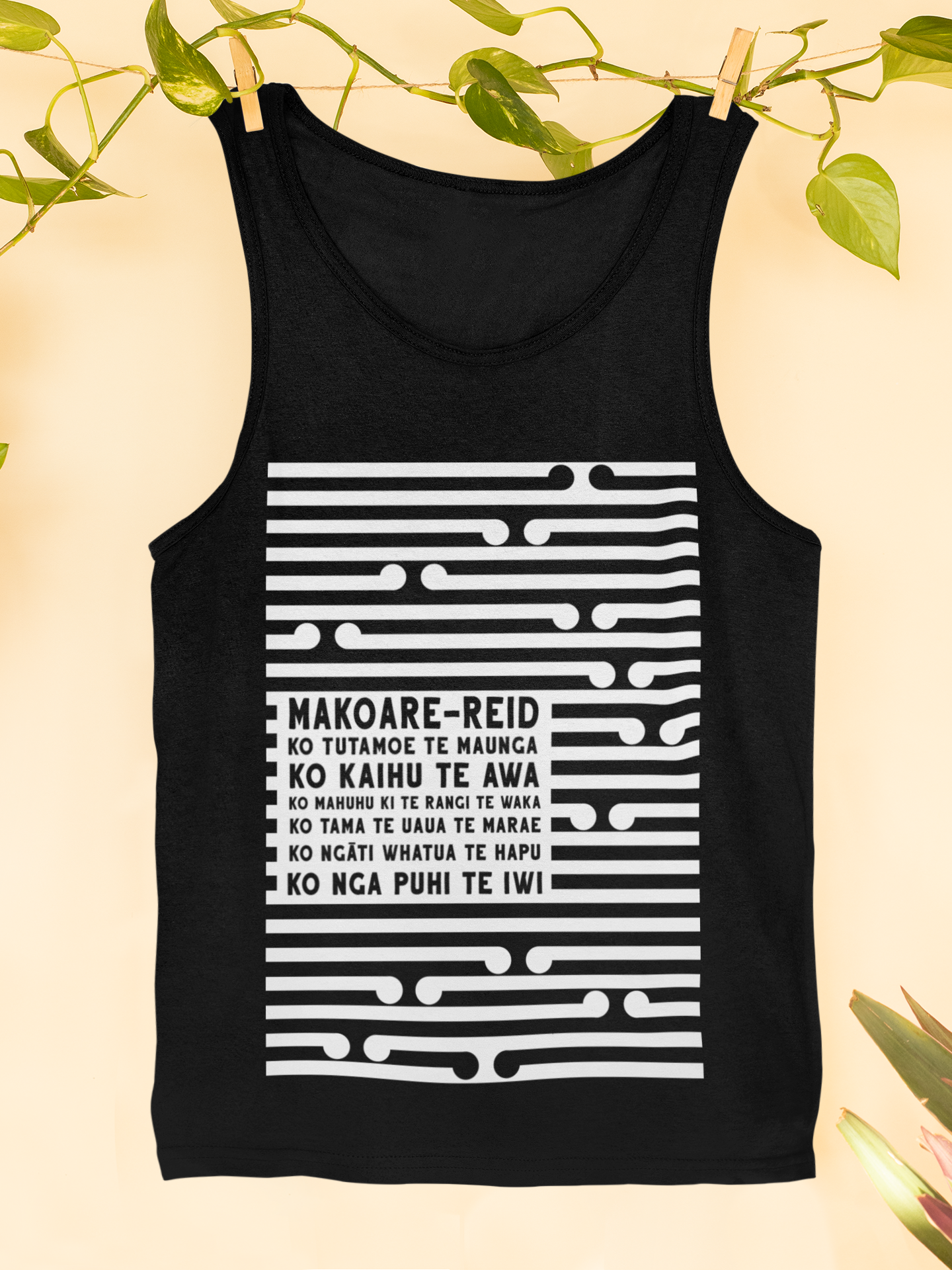 Custom pepeha singlet by Mana Ake